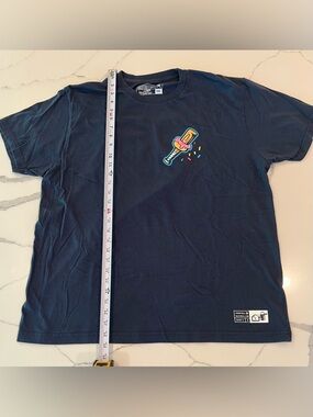 Men's Navy blue Short Sleeve Graphic Tee with donut and bat logo